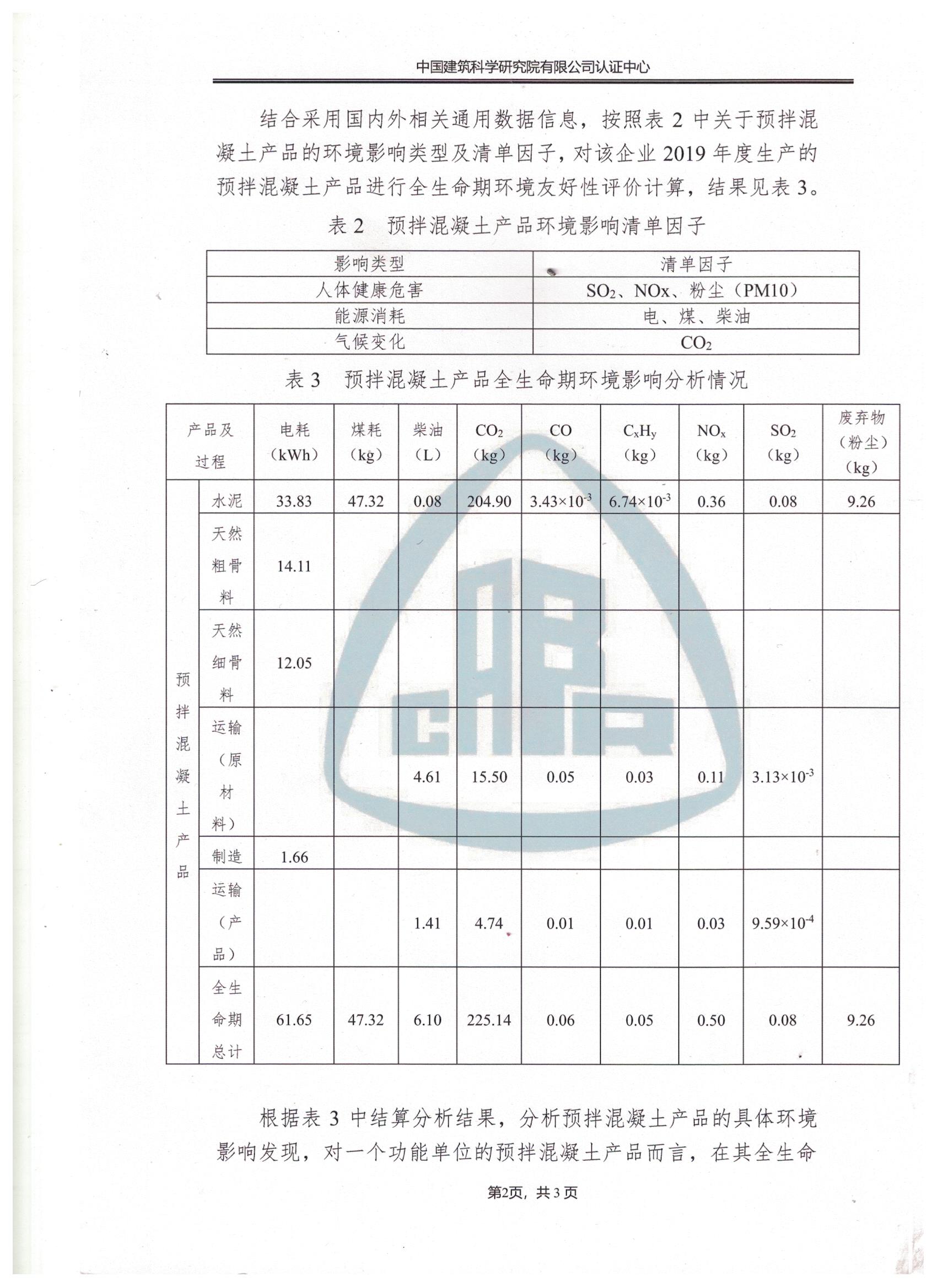 產(chǎn)品環(huán)境影響分析報(bào)告（EPD）