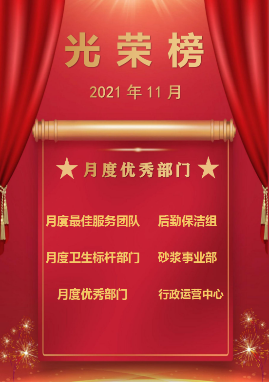 2021年11月份月度優(yōu)秀評(píng)選，發(fā)揚(yáng)榜樣的力量，使公司不斷成長(zhǎng)